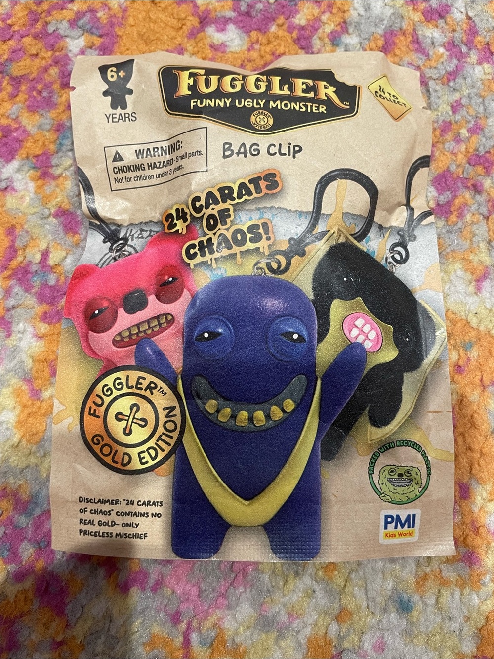 Fuggler Funny Ugly Monster Bag Clip - Purple & Gold